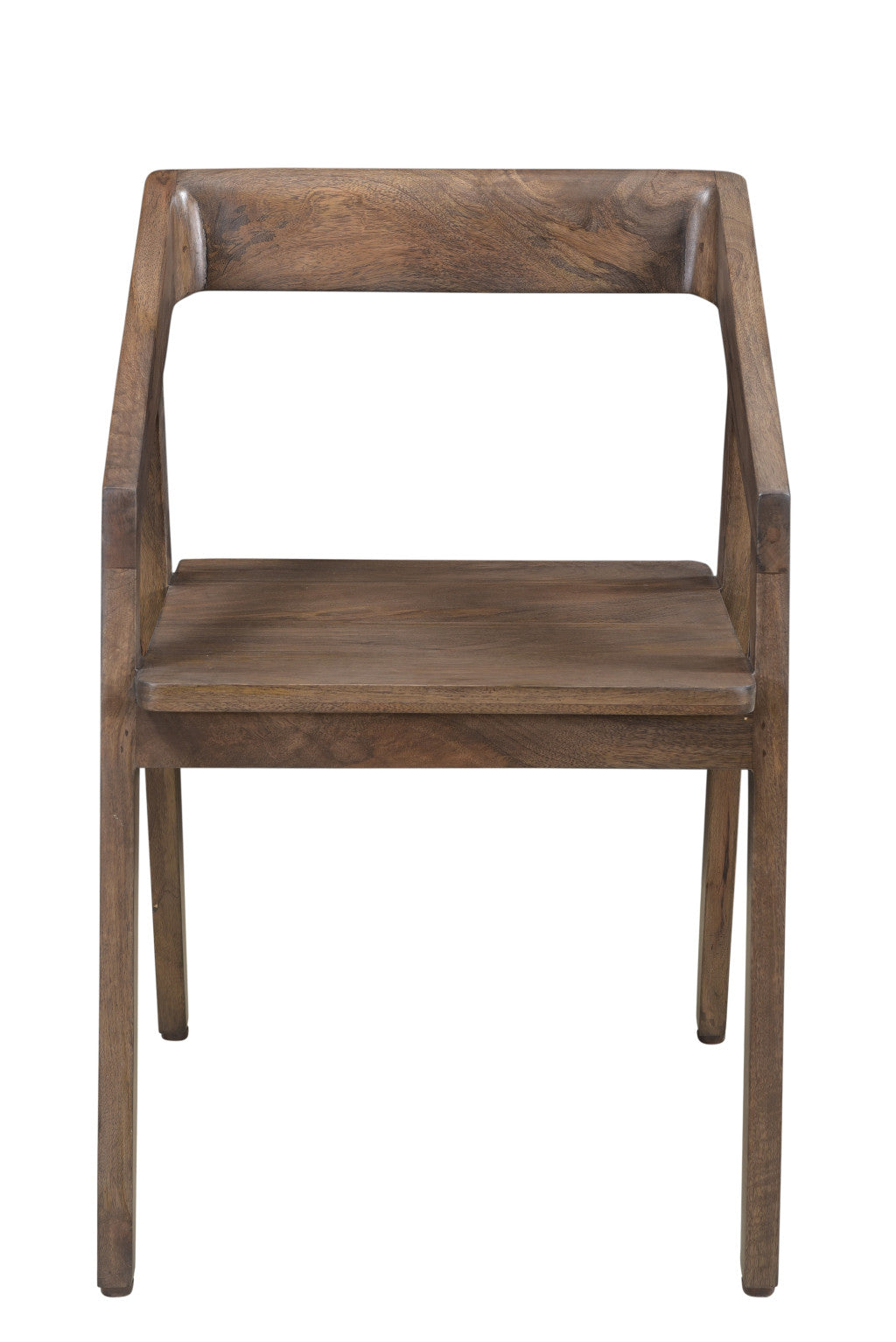 Dark Brown Solid Wood Open Back Dining Arm Chair
